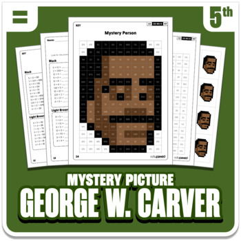 Preview of George Washington Carver | Math Mystery Picture Activity | Grade 5 Operations