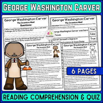Preview of George Washington Carver Nonfiction Reading: Inventors Day Comprehension & Quiz