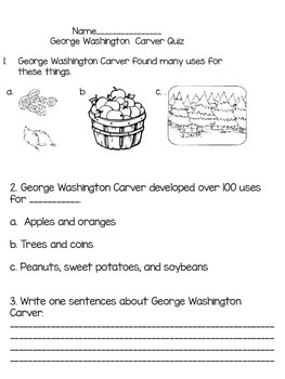 george washington carver kindergarten worksheets