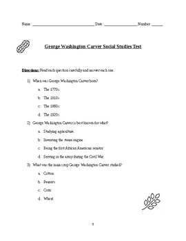 Preview of George Washington Carver Social Studies Test