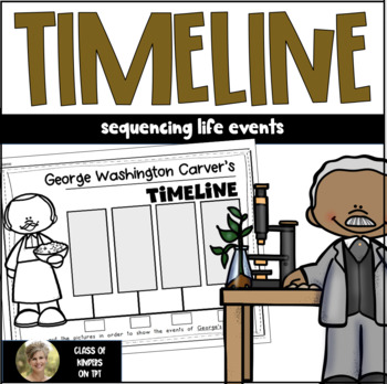 Preview of Timeline George Washington Carver Black History Month Kindergarten & First