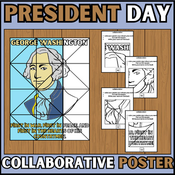 Preview of George Washington Collaborative Poster I President Day Activity | coloring page