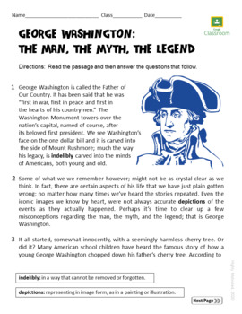 Preview of George Washington ELA Informational Text Test Prep Passage for Google Classroom