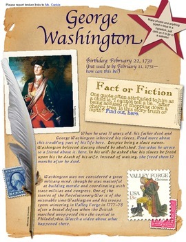 Preview of George Washington Exploration Hyperlinked PDF