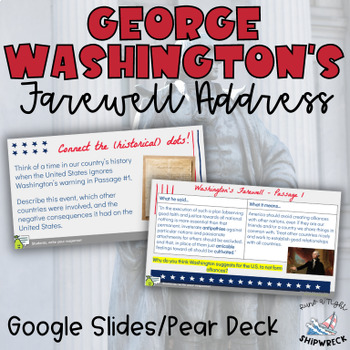Preview of George Washington Farewell Address Presidents Day Pear Deck Google Slides