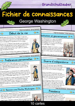 Preview of George Washington - Fichier de connaissances - Personnages célèbres (français)
