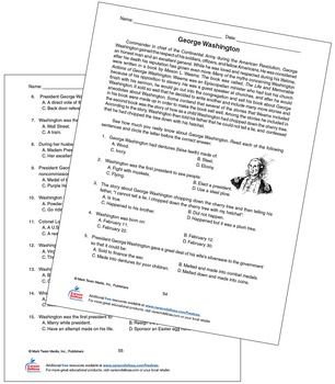 Preview of George Washington Grades 5 – 8 Free Printable