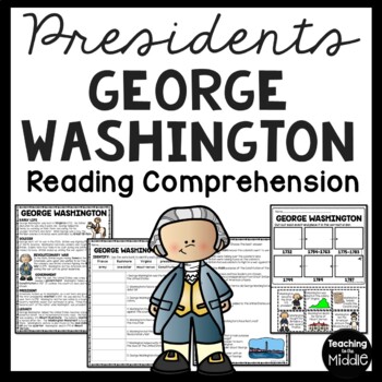 Preview of George Washington Informational Text Reading Comprehension Worksheet Presidents