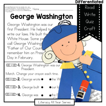 Preview of George Washington - Literacy and Craft