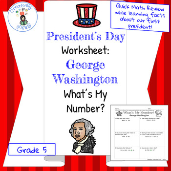 Preview of George Washington Math Worksheet- Digital & Printable
