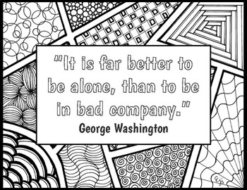 Preview of George Washington Quotes on Zentangles to Color