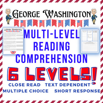Preview of Washington Presidents Day Text Multiple Choice Write ELA February Comprehension