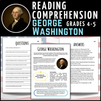 Preview of George Washington US Presidents Reading Comprehension Literacy Center