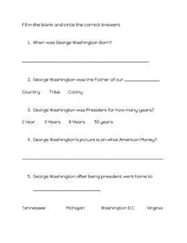 Preview of George Washington Quiz