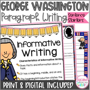 Preview of George Washington Informational Paragraph Writing Sentence Starters Biography