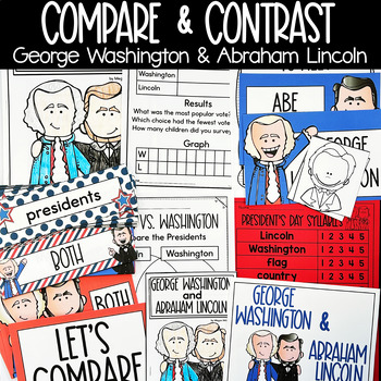 Preview of George Washington and Abe Lincoln Compare and Contrast Mini Reader & Activities