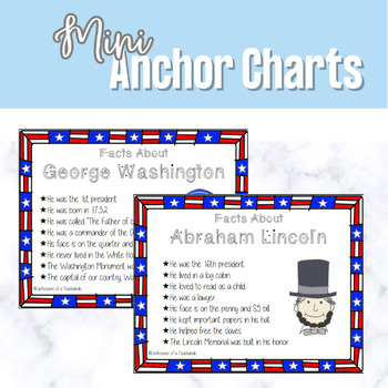 Preview of George Washington and Abraham Lincoln President's Day Anchor Charts