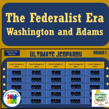 Preview of George Washington and John Adams Federalist Era Editable PowerPoint Review Game