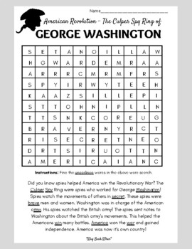 Preview of George Washington's Spies Word Search