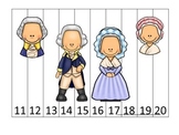 George Washington themed Number Sequence Puzzle 11-20.  Pr