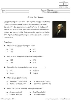Preview of George Washington worksheet