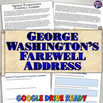 Preview of George Washington's Farewell Address Analysis Worksheet