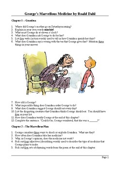 George's Marvellous Medicine - Reading Questions with Answers by M Walsh