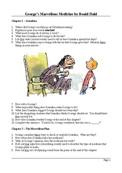 Preview of George's Marvellous Medicine - Reading Questions with Answers