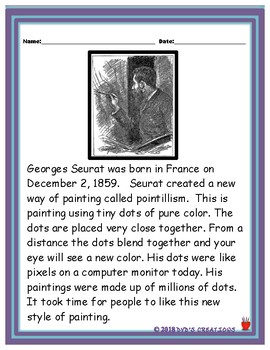 Georges Seurat & Pointillism Art SMART Lesson Plan: Art Activity & Art