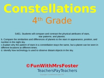 Preview of Georgia 4th Grade Constellations PowerPoint