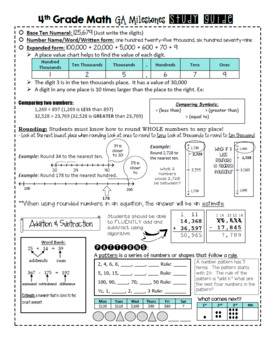 Preview of Georgia 4th Grade Math Milestones Study Guide Grade 4 GA