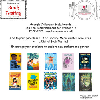 Preview of Georgia Children's Book Awards 2022-2023 Nominees Gr4-5 Digital Book Tasting