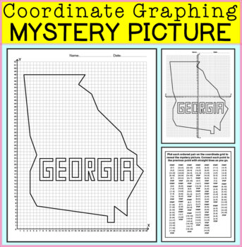 Preview of Georgia Coordinate Graphing Picture - Georgia Day Activities