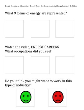 Preview of Georgia Energy Career Cluster - 3rd grade (Adapted for Special Education)