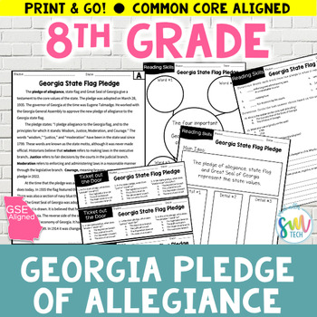 Preview of Georgia Flag & Pledge - Social Studies Reading Passage SS8CG1 SS8CG1e GSE & CCSS
