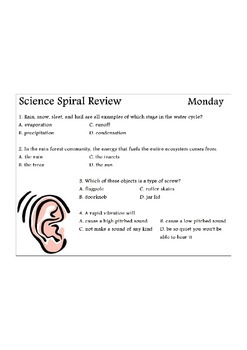 Preview of Georgia (GPS) 4th Grade Science Spiral 6 - Differentiated