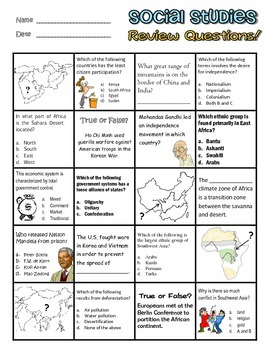 Preview of Georgia Social Studies 7th Grade Review Worksheet