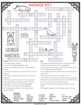 vocabulary 4 worksheets grade TpT Habitats Tie Wife  Guy  and Bow by Georgia Crossword