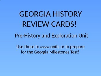 Preview of Georgia History Review Cards: Pre-History and Exploration