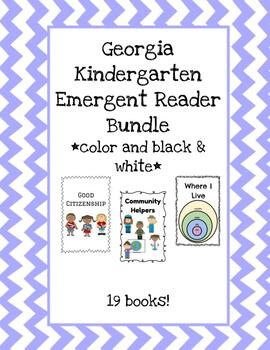 Preview of Georgia Kinder Social Studies Emergent Reader Bundle *color & black & white*
