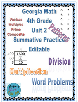 Preview of Georgia Math 4th Grade Unit 2 Summative Practice - Editable