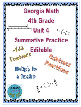 Preview of Georgia Math 4th Grade Unit 4 Summative Practice Editable