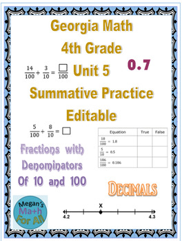 Preview of Georgia Math 4th Grade Unit 5 Summative Practice - Editable