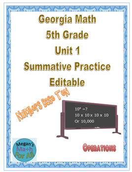 Preview of Georgia Math 5th Grade Unit 1 Summative Practice - Editable