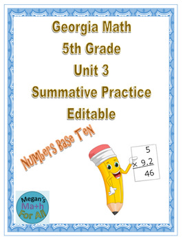 Preview of Georgia Math 5th Grade Unit 3 Summative Practice - Editable