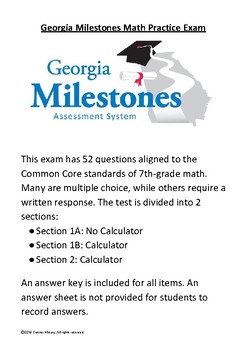 Preview of Georgia Milestones Math Practice Exam - 7th Grade