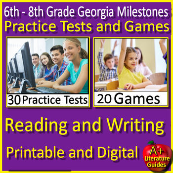 Preview of 6th 7th 8th Grade Georgia Milestones Practice Tests and Games Reading & Writing