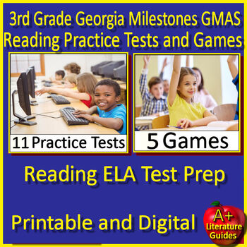 Preview of 3rd Grade Georgia Milestones Reading ELA Practice Tests and Games Bundle GMAS