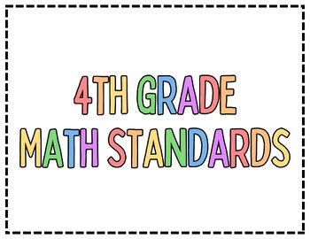 Preview of Georgia NEW MATH STANDARDS 4th Grade - Standards, Substandard, I CAN statements