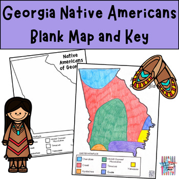 Preview of Georgia Native Americans Blank Map and Key; Interactive Map; Georgia History